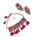 Trendy Oxidised Beaded Choker Necklace set with Earrings