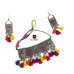 Oxidised Afghani Style Beaded Tassel With Silk Threads Choker Necklace Set