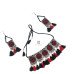 Oxidized Afghani Style Beaded Tassel with Silk Threads Choker Necklace Set with Earrings