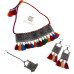 Silver Plated Oxidised Tribal Silk Thread Choker Necklace Set With Earring and Mangtika