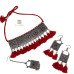 Silver Plated Oxidised Tribal Silk Thread Choker Necklace Set With Earring and Mangtika