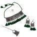 Silver Plated Oxidised Tribal Silk Thread Choker Necklace Set With Earring and Mangtika