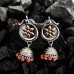 German Silver flower Colourful Jhumaki Dangler Earrings