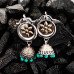 German Silver flower Colourful Jhumaki Dangler Earrings