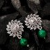 German Silver Sunflower Green Pearl Stud Earring