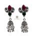 German Silver Double Peacock Jhumaki Dangler Earrings