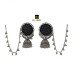 German Silver Colored Enamel Work Jhumaka Dangler Earrings with Chain