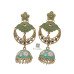 Gold Plated Meenakri Kundan Studed Jhumka Earrings