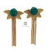 Designer Semi Precious Stone Matte Gold Polish Tassels Earrings