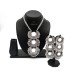 Oxidised Silver Plated Stylish Party Wear Mirror Long Necklace with Earrings