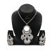 Oxidised Silver Plated Stylish Party Wear Mirror Long Necklace with Earrings