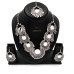 Oxidised Silver Plated Stylish Party Wear Mirror Necklace Set with Earrings and Mangtika