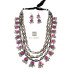 Oxidised Silver Plated Pink stone Tribal Chain long Necklace with Earrings